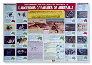 Index of Dangerous Creatures of Australia - available as a laminated,  full-colour poster